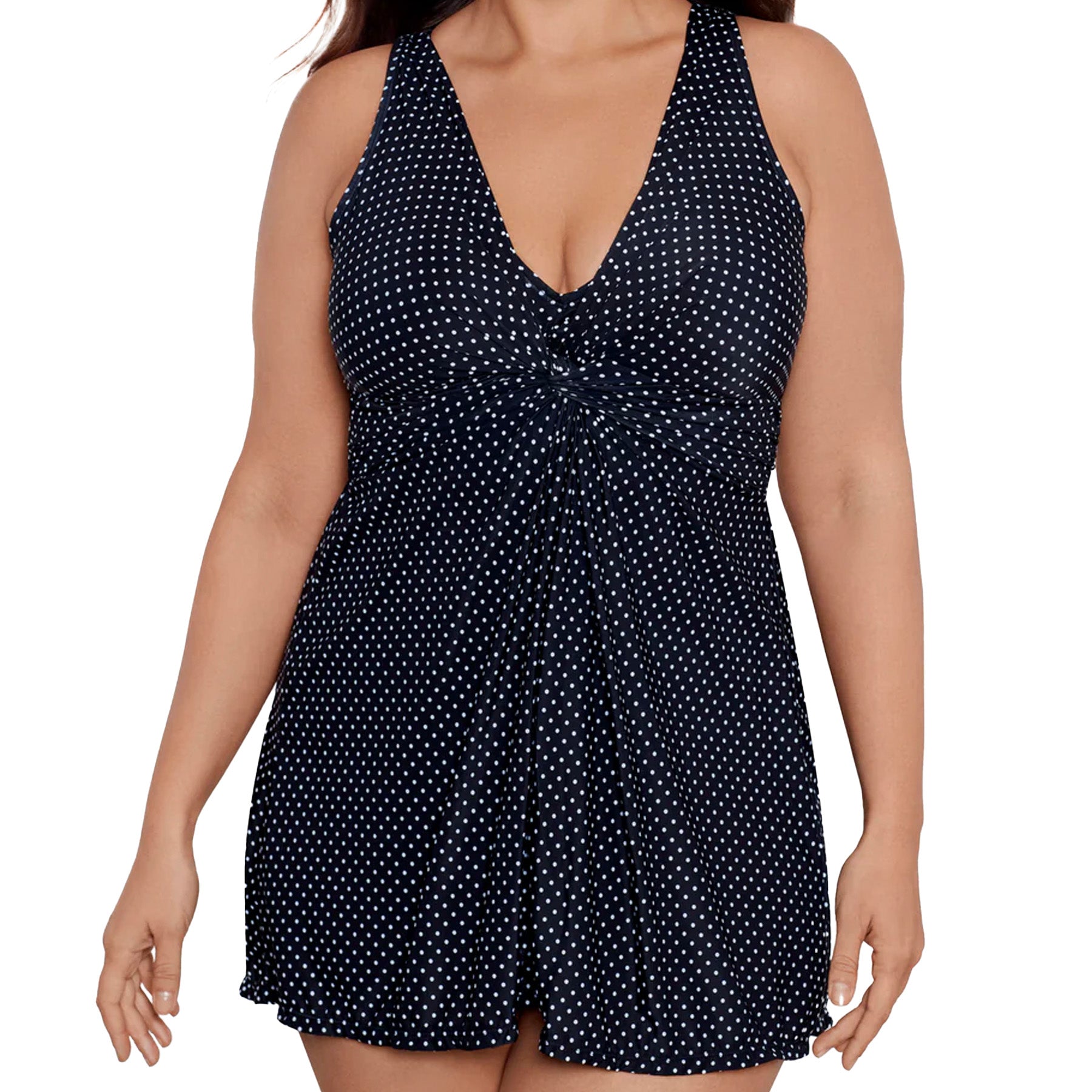 Miraclesuit Plus Size Marais Swim Dress 6518835W Pin Point Front