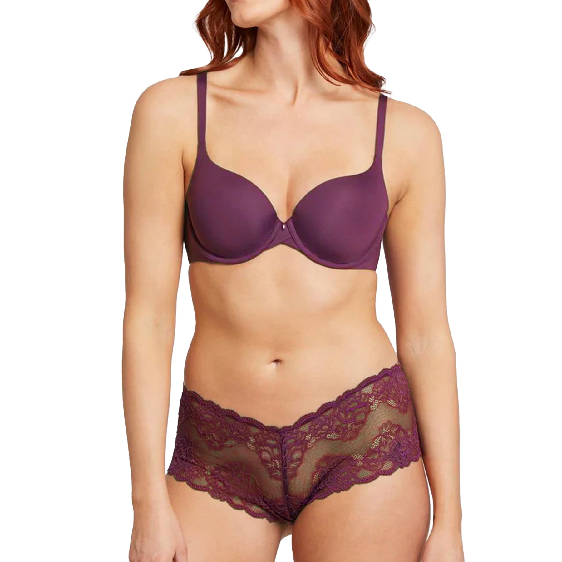 Montelle Pure Demi Cup T-Shirt Bra 9310 Dark Orchid Set