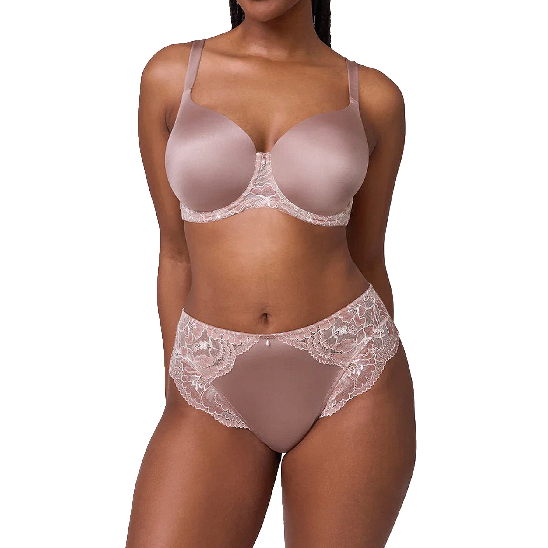 Montelle Pure Plus Full Cup T-Shirt Bra 9320 Moonshell Chantilly Set