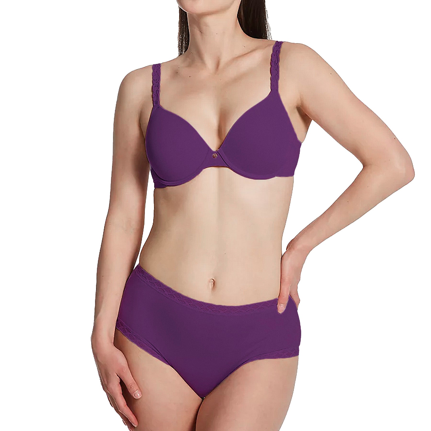 Natori Bliss Cotton Full Brief Panty 755058 Vivid Grape Set