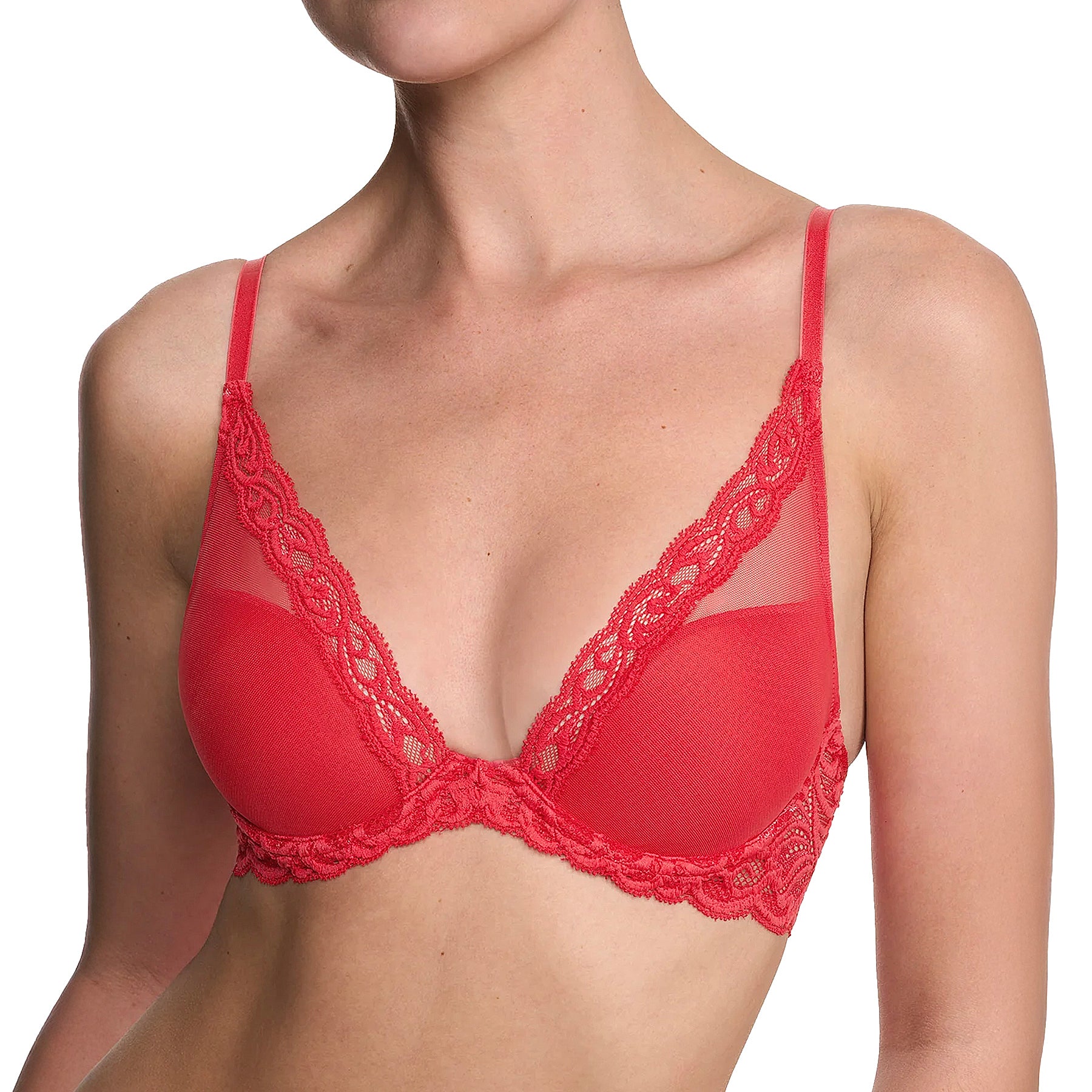 Natori Feathers Contour Plunge Bra 730023 Bonfire Front