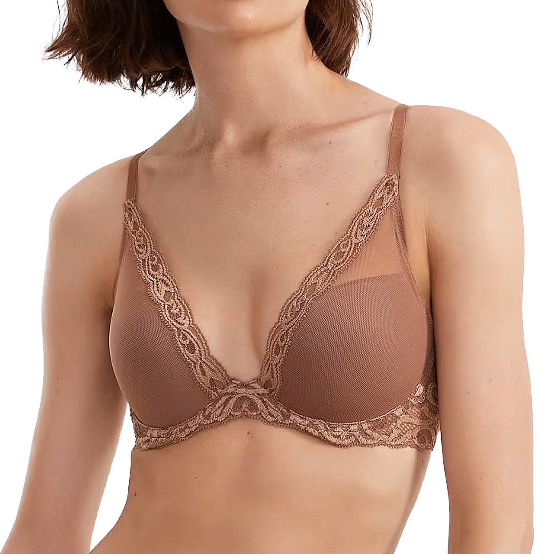 Natori Feathers Contour Plunge Bra 730023 Cinnamon Front