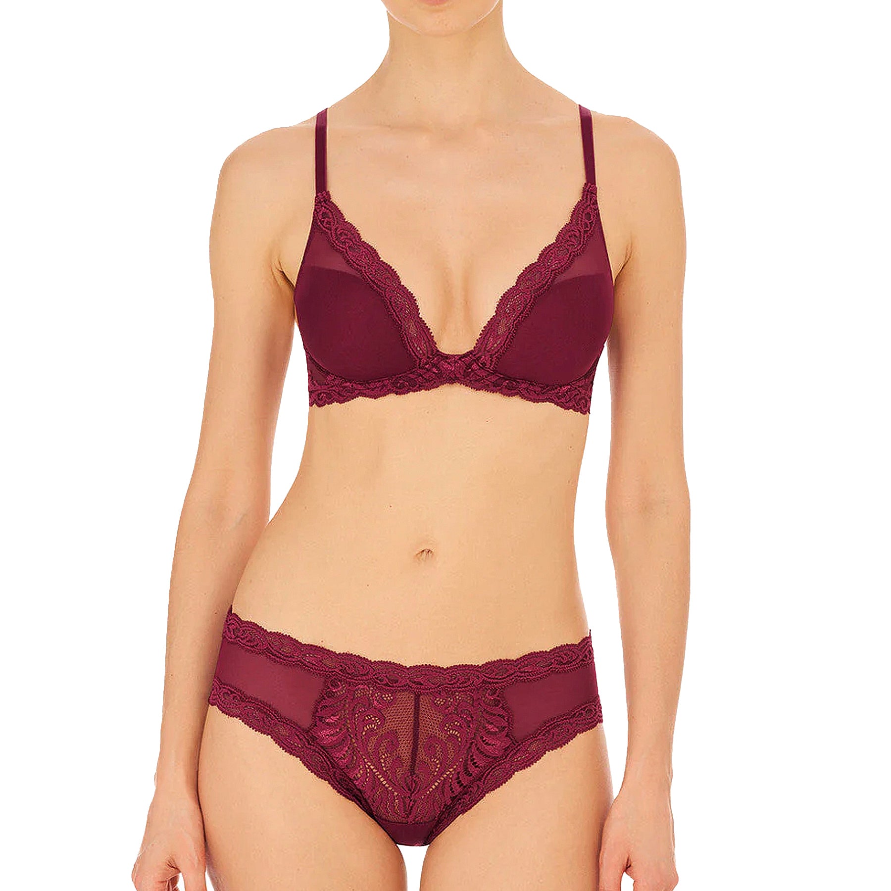 Natori Feathers Contour Plunge Bra 730023 Crushed Velvet Set