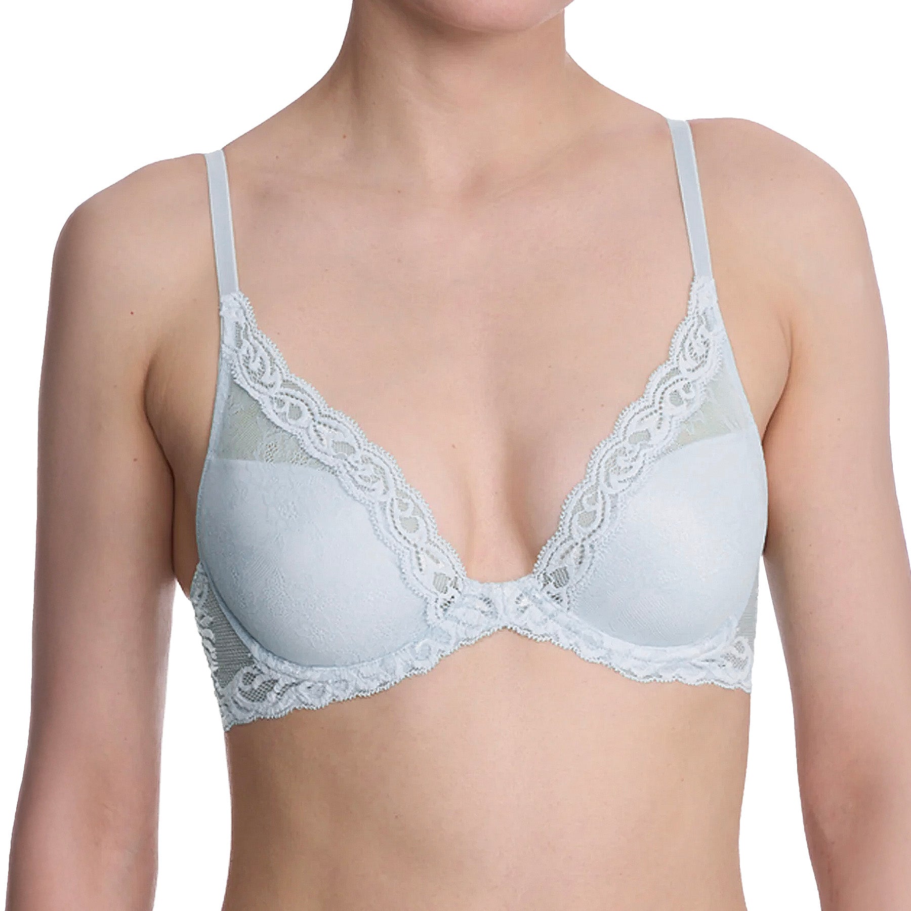 Natori Feathers Contour Plunge Bra 730023 Frosted Sky Front