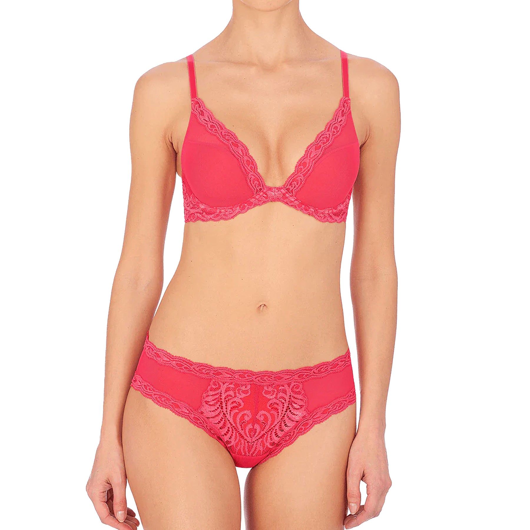 Natori Feathers Contour Plunge Bra 730023 Hyacinth Violet Glow Set