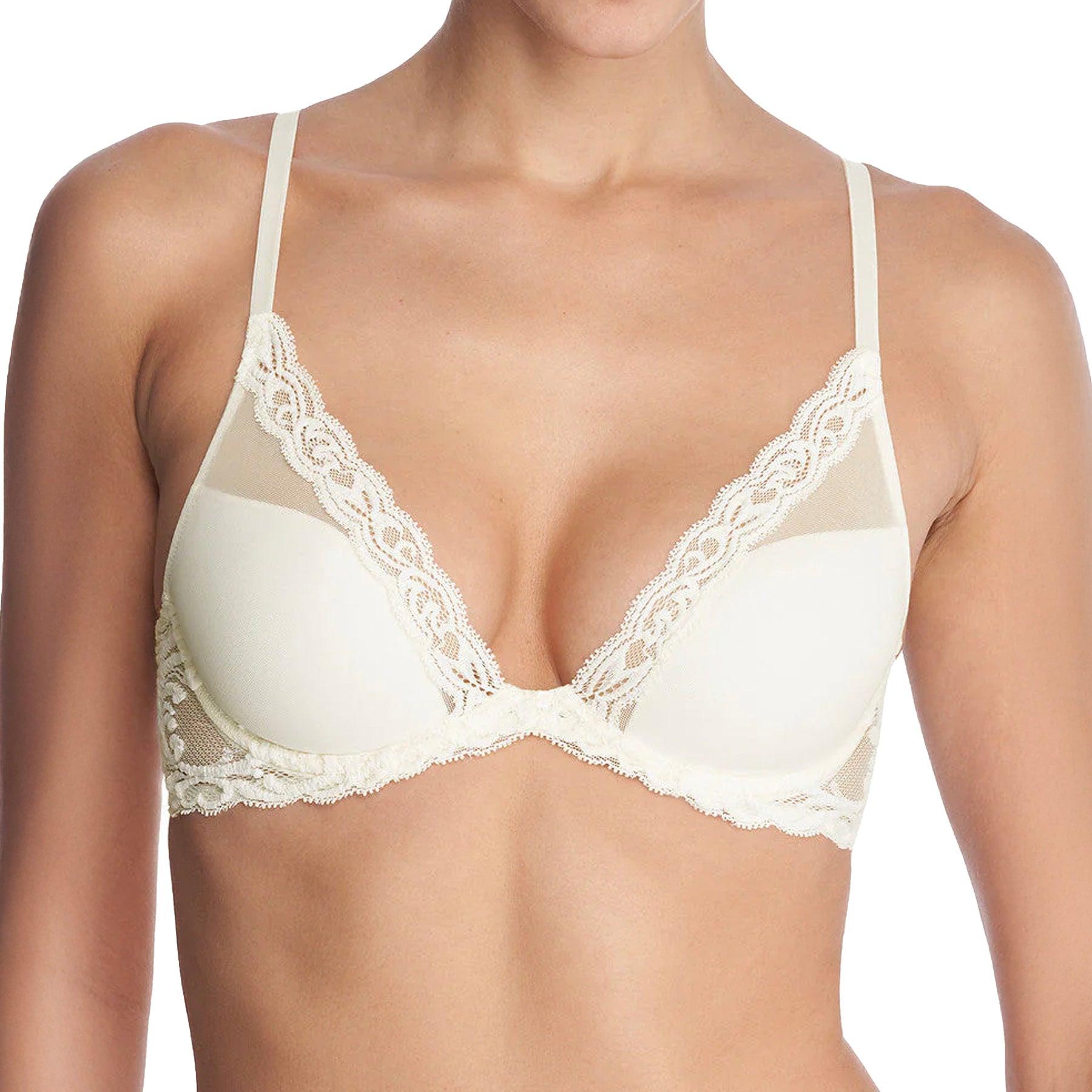 Natori Feathers Contour Plunge Bra 730023 Ivory Front