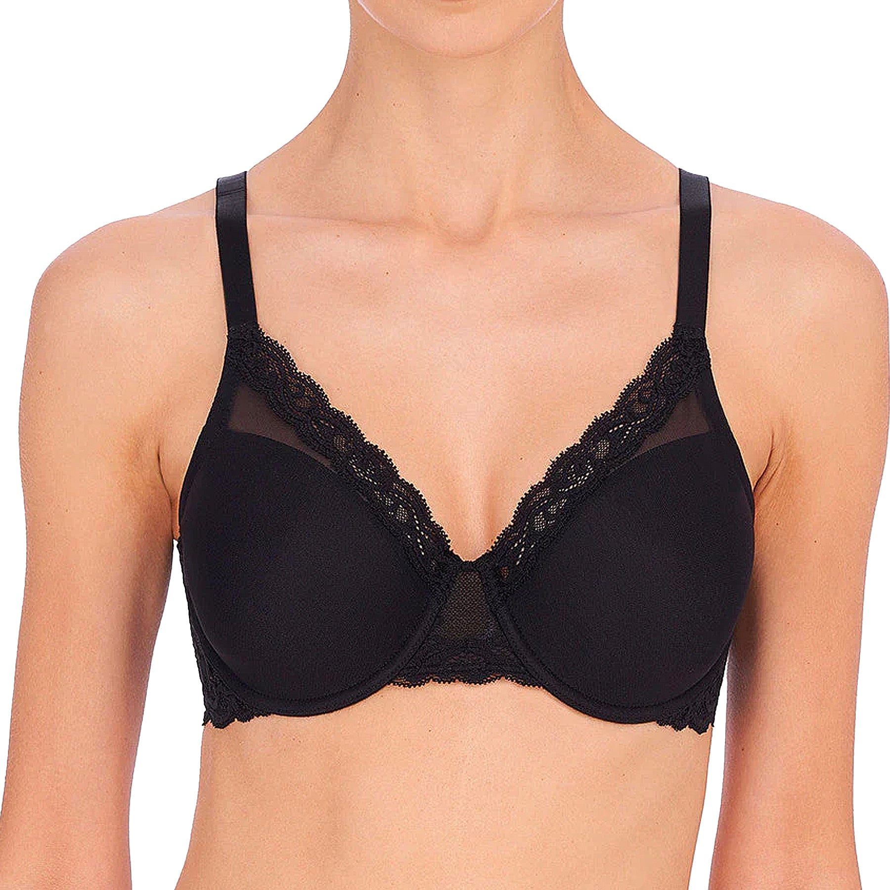 Natori Feathers Full Figure Contour Underwire Bra 741299 Black Front