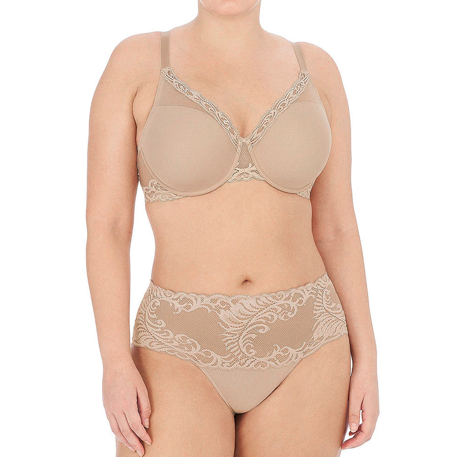 Natori Feathers Full Figure Contour Underwire Bra 741299 Cafe Set