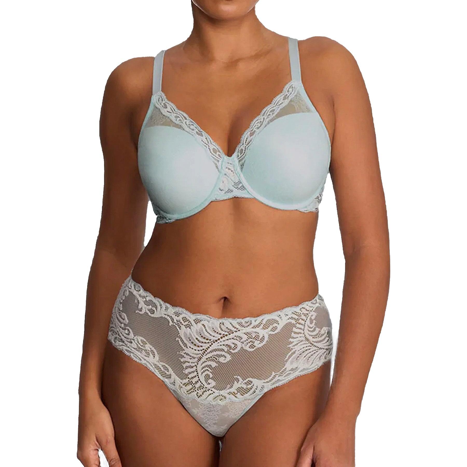 Natori Feathers Girl Brief Panty 756023 Mint Lace Set