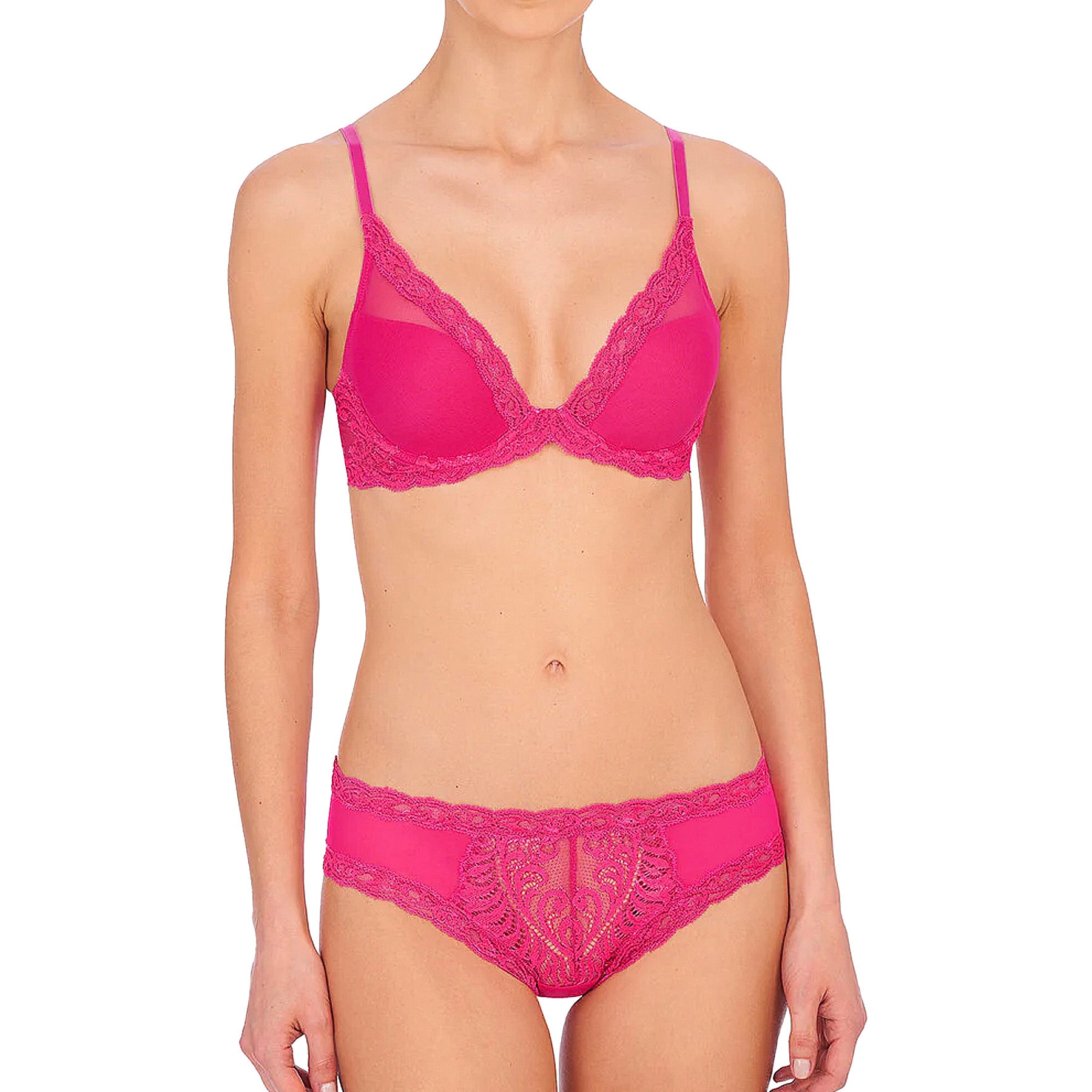 Natori Feathers Hipster Panty 753023 Electric Pink Set