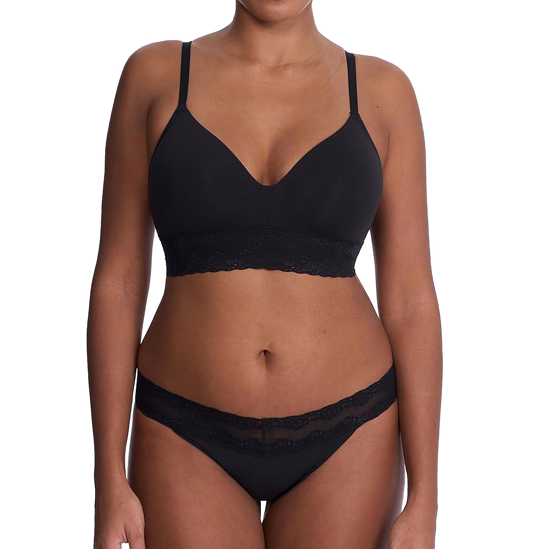 Natori Bliss Perfection Contour Soft Cup Bra 723154 Black Set