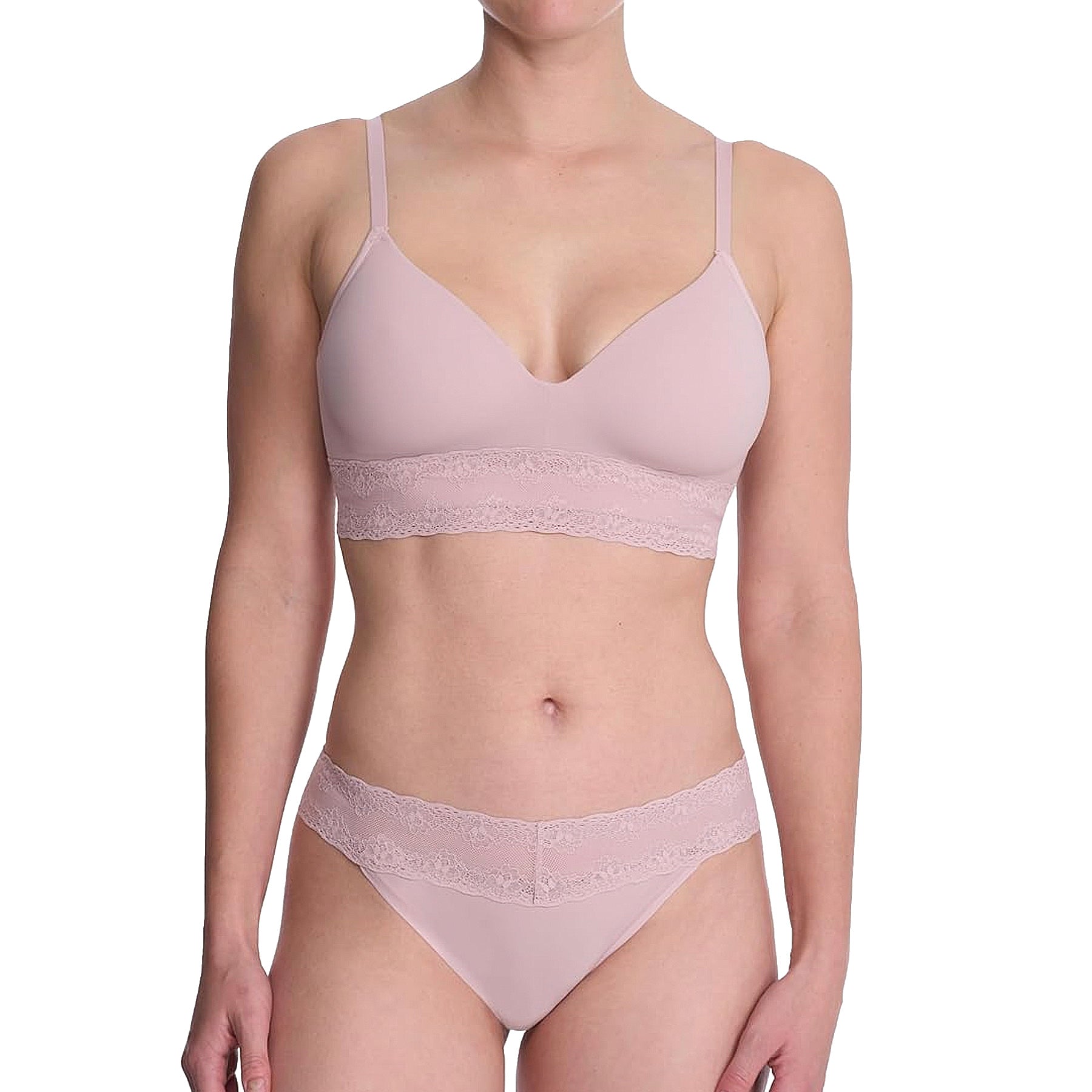 Natori Bliss Perfection Contour Soft Cup Bra 723154 Rose Beige Set