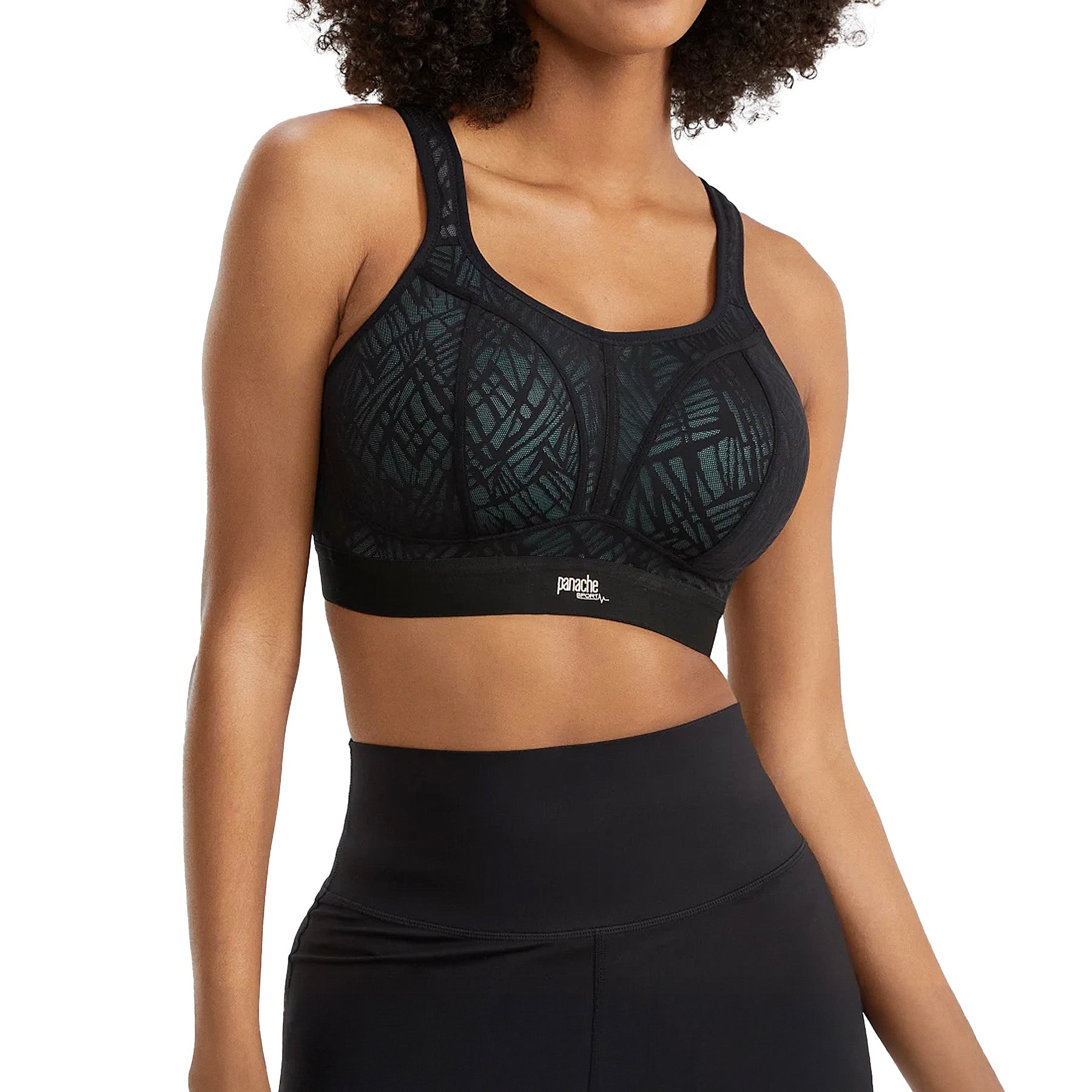 Panache Non Wired Sports Bra 7341C Black/Ice Blue Set