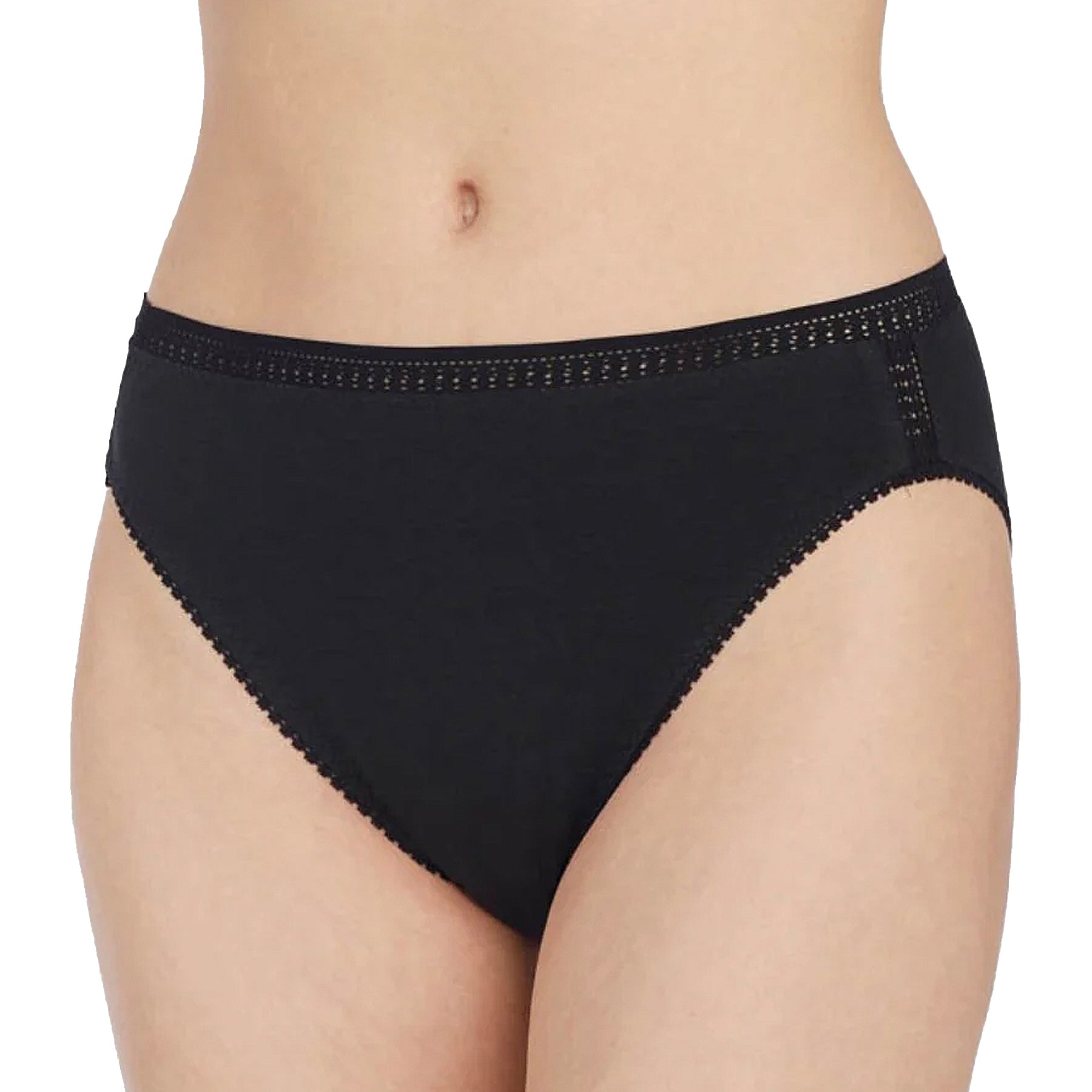 OnGossamer Cabana Cotton Hi-Cut Brief 024304 Black Front