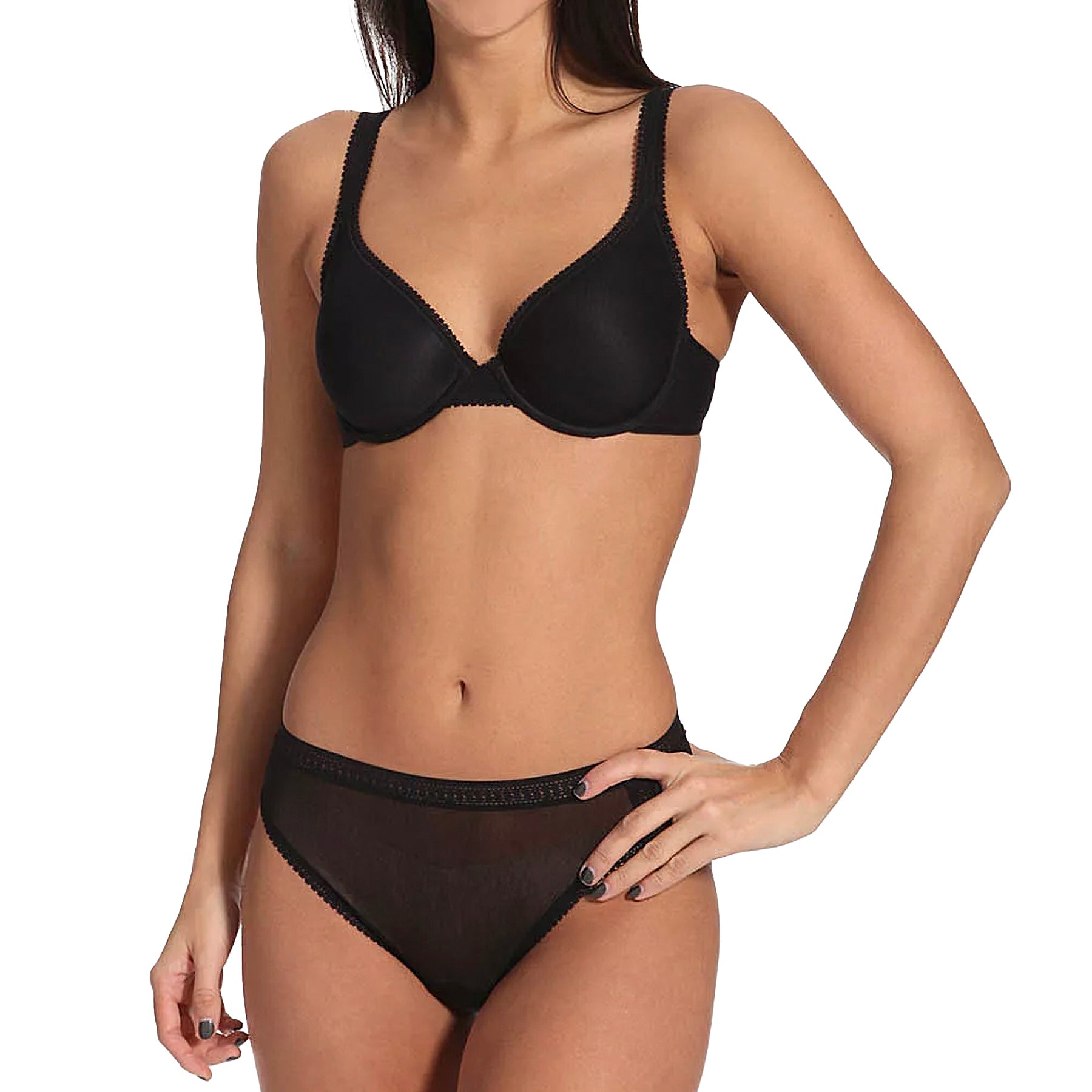 OnGossamer Mesh Hi-Cut Brief 3012 Black Set