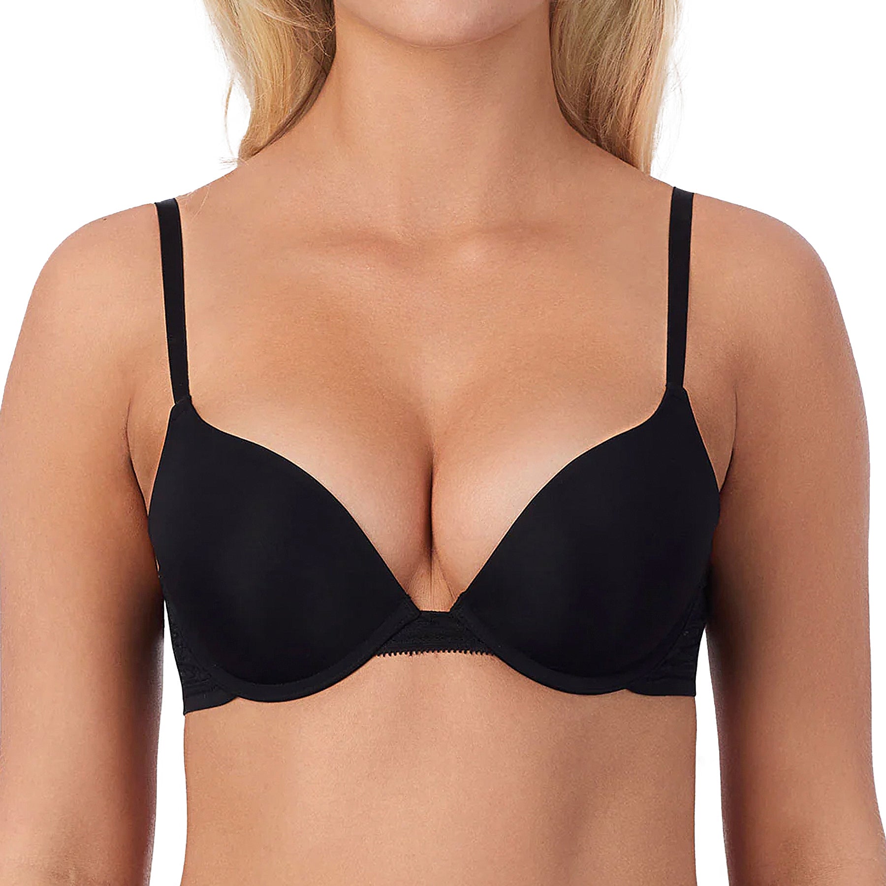 OnGossamer Sleek Micro Push Up Bra With Lace G9200 Black Front