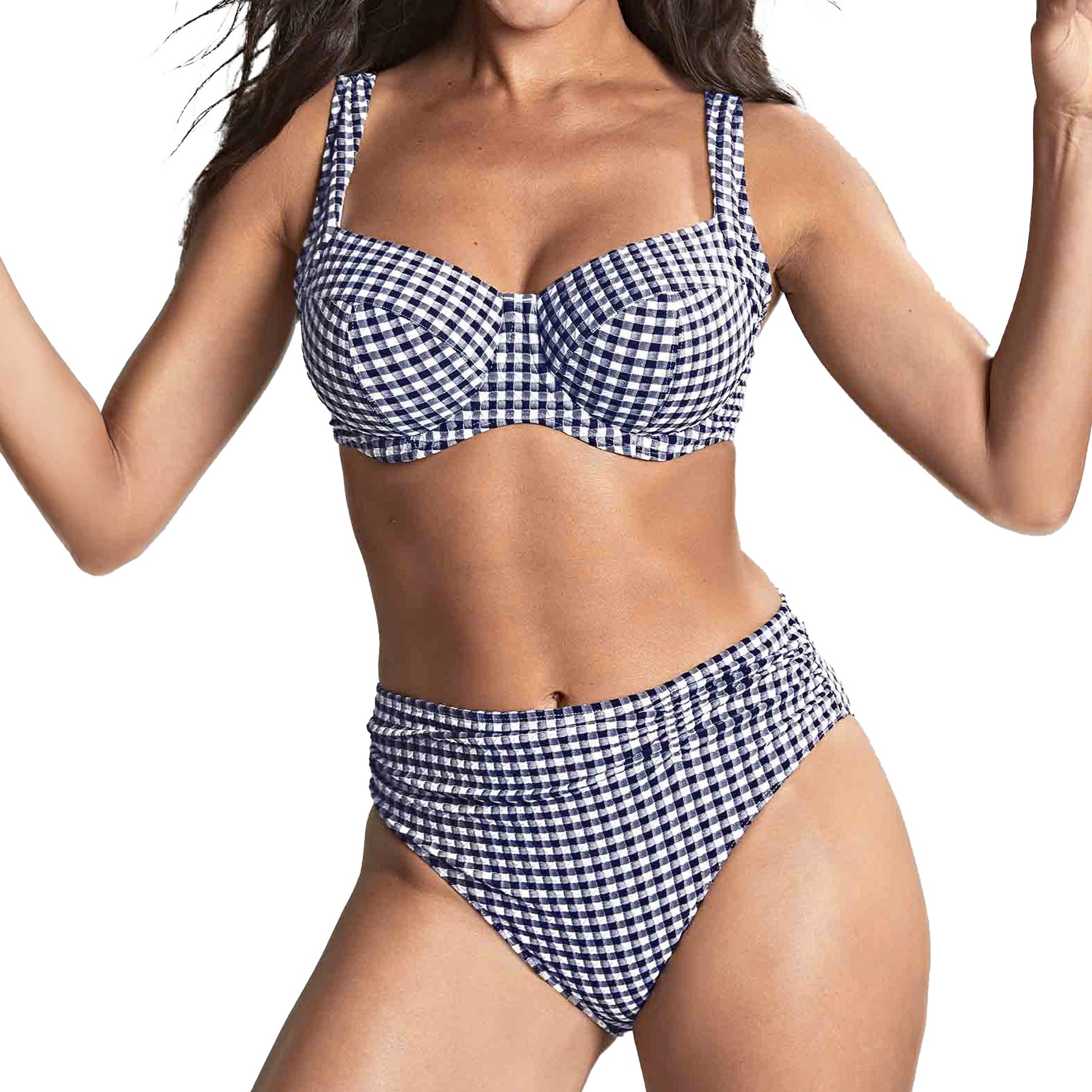 Panache Olivia Full Cup Bikini Top SW1722 Navy Gingham Set