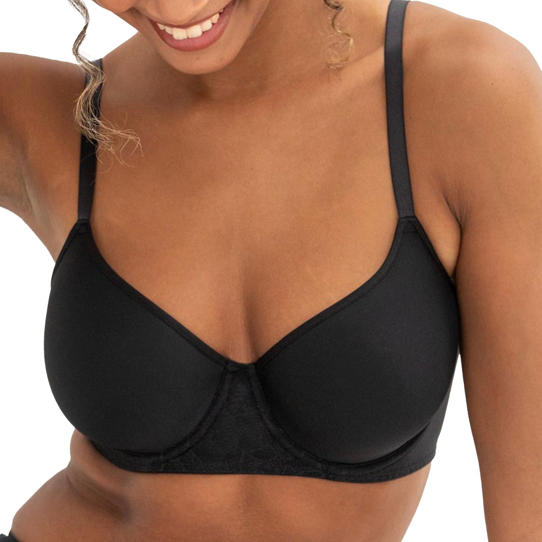 Pour Moi Geo Sculpt Padded Spacer T-Shirt Bra PM99506 Black Front