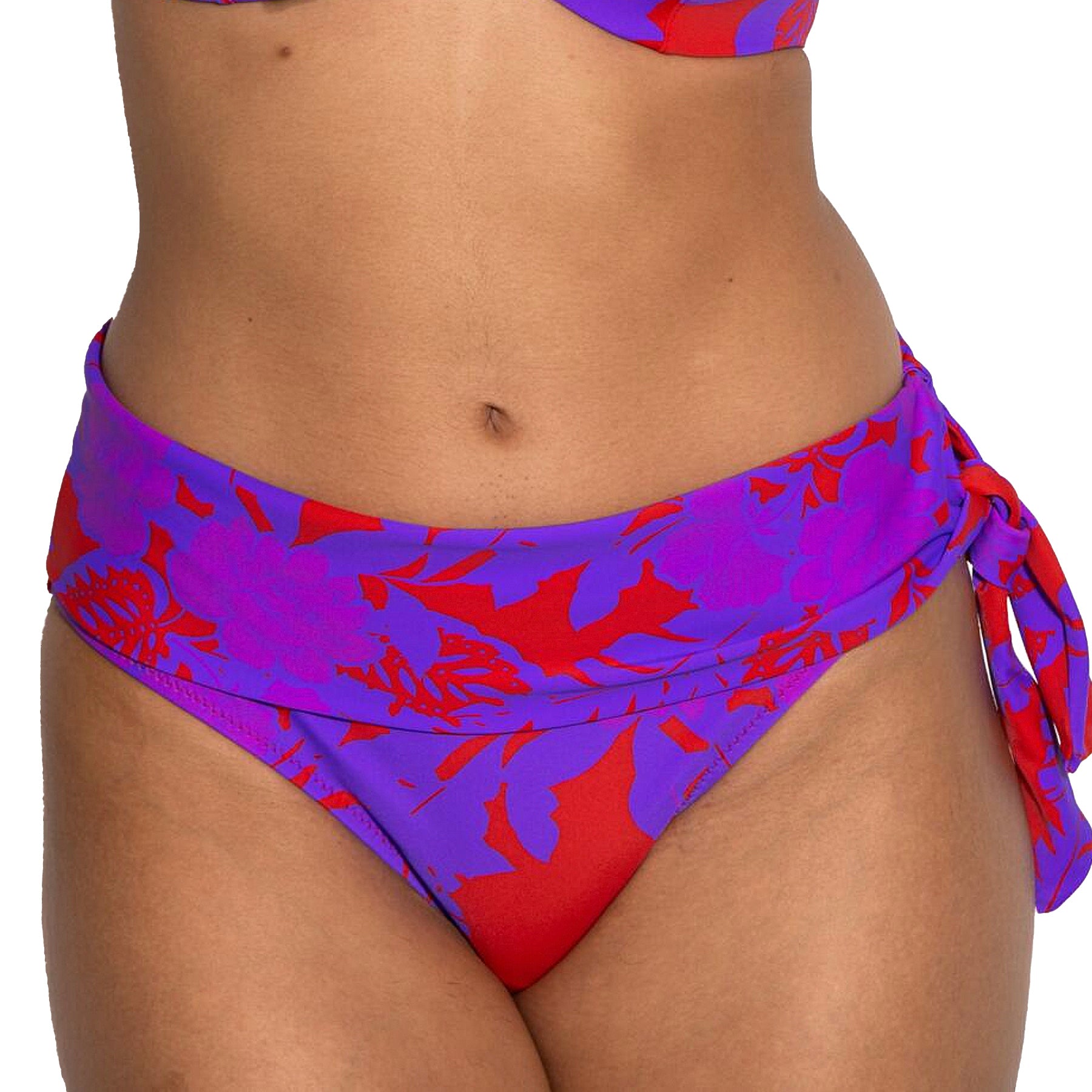 Pour Moi Heatwave Fold Over Tie Bikini Brief PM86003 Red Purple Front