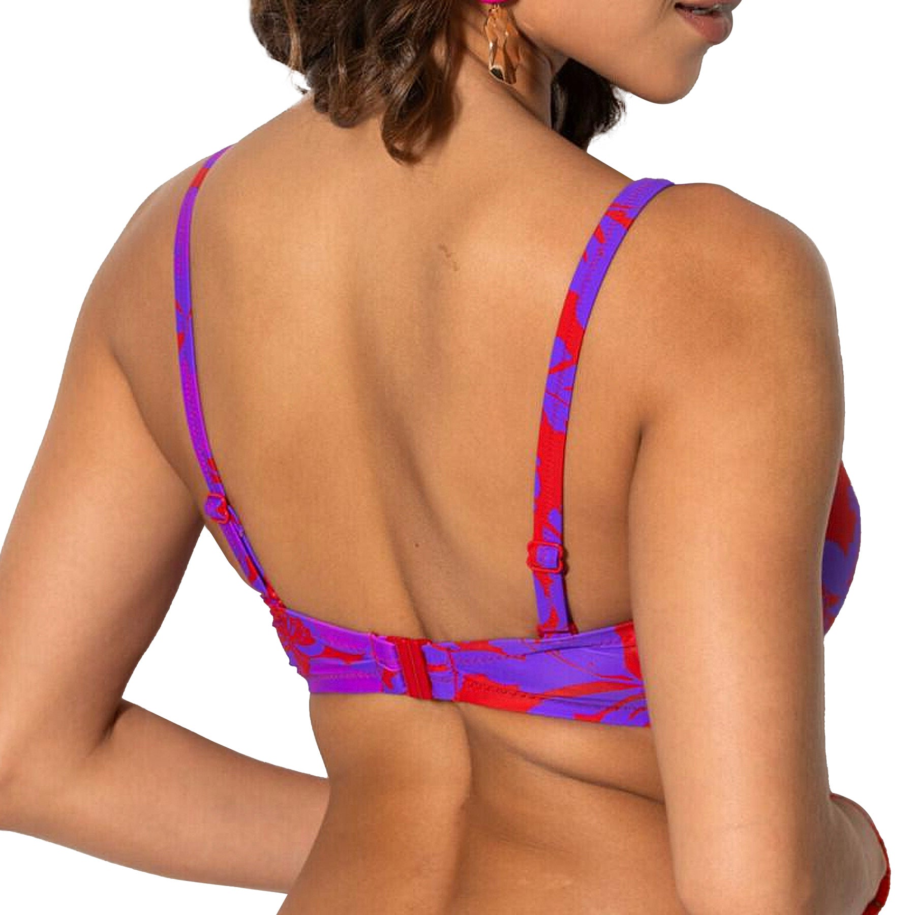 Pour Moi Heatwave Strapless Lightly Padded Bikini Top PM86000 Red Purple Back