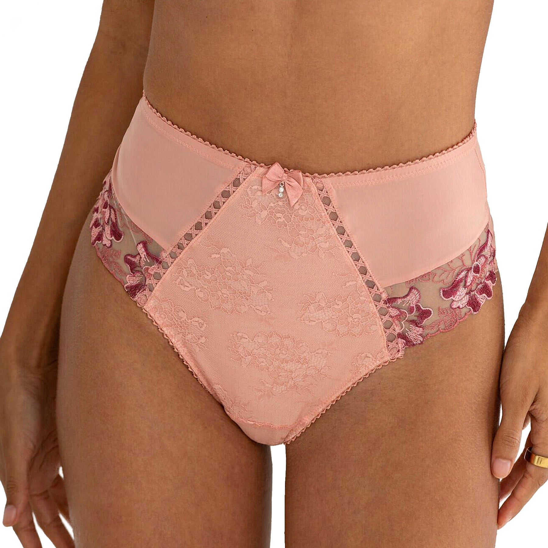Pour Moi Sofia Lace Deep Brief PM3834 Soft Pink Mulberry Front