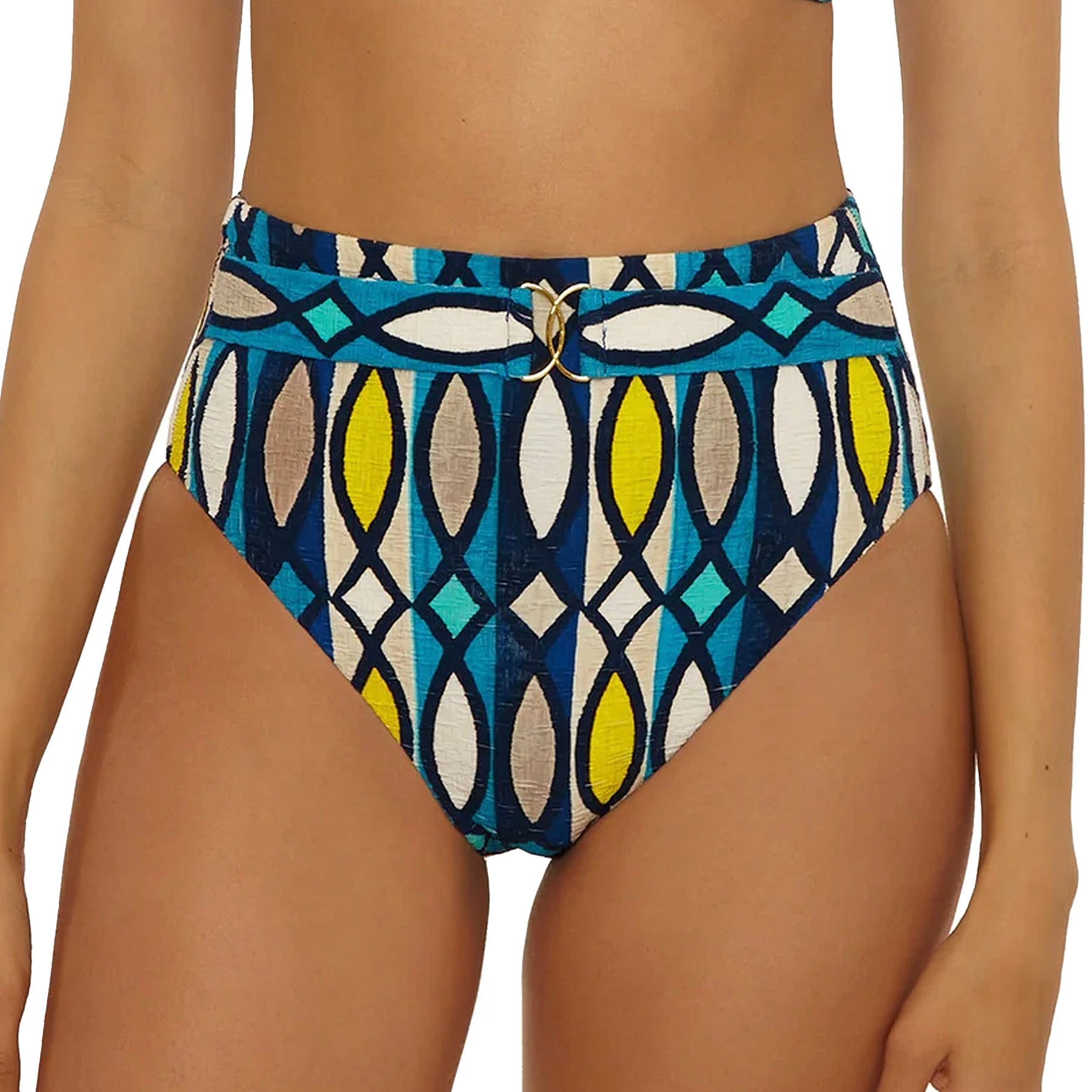 Trina Turk Paros Belted Hi-Waist Bikini Bottom 3224665 Multi Front