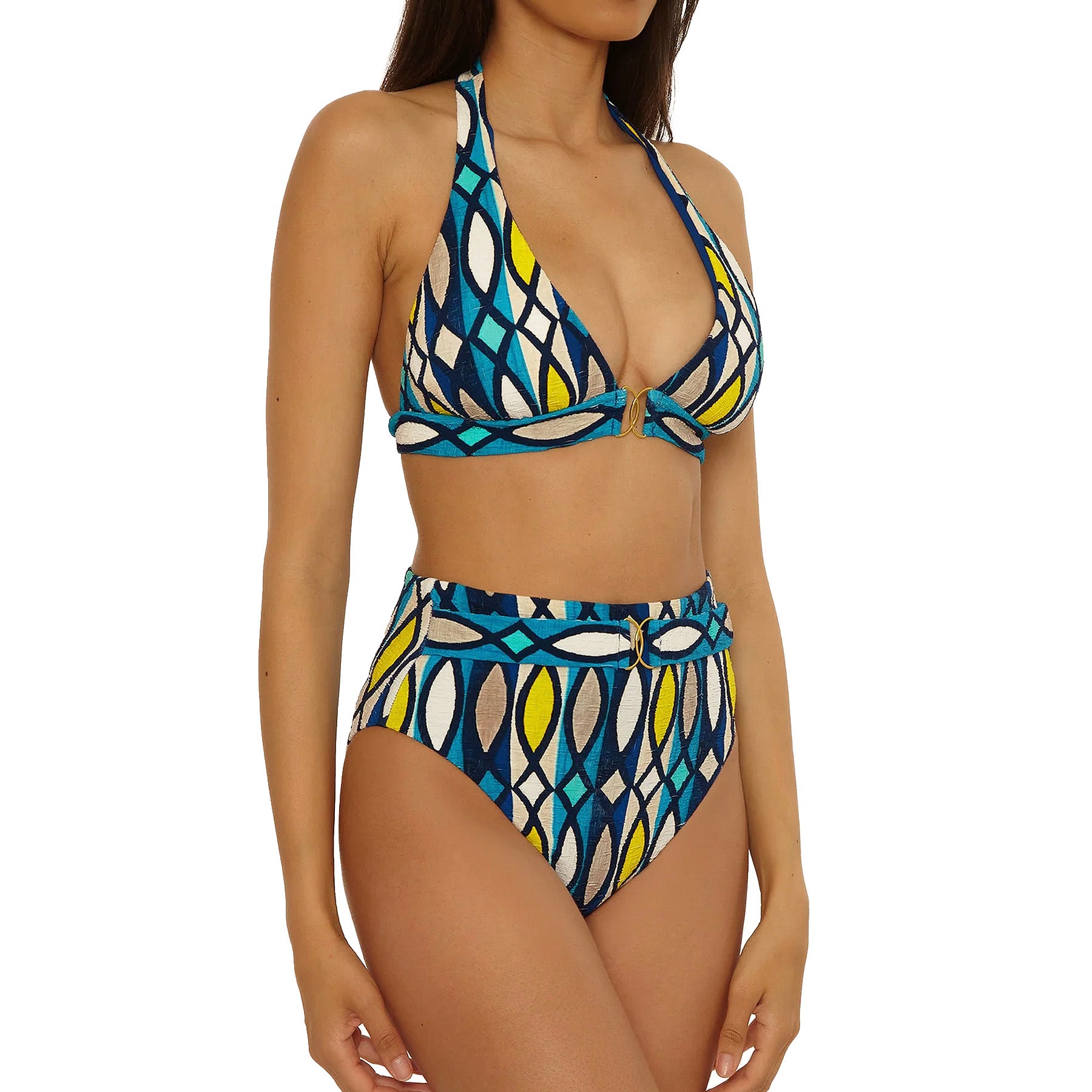 Trina Turk Paros Belted Hi-Waist Bikini Bottom 3224665 Multi Set