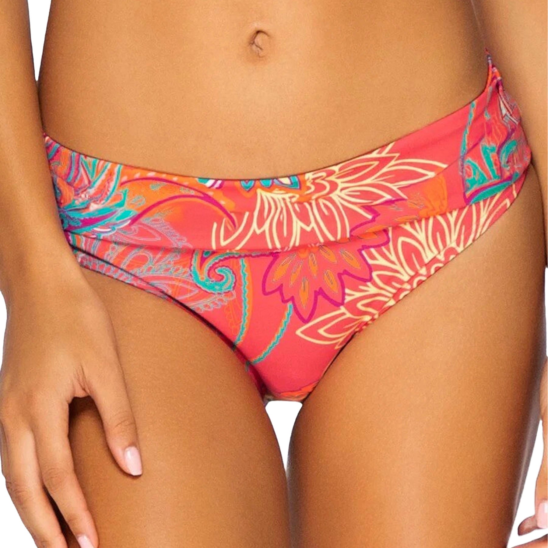 Sunsets Hannah High Waist Bikini Bottom 33B Island Bliss Folded View