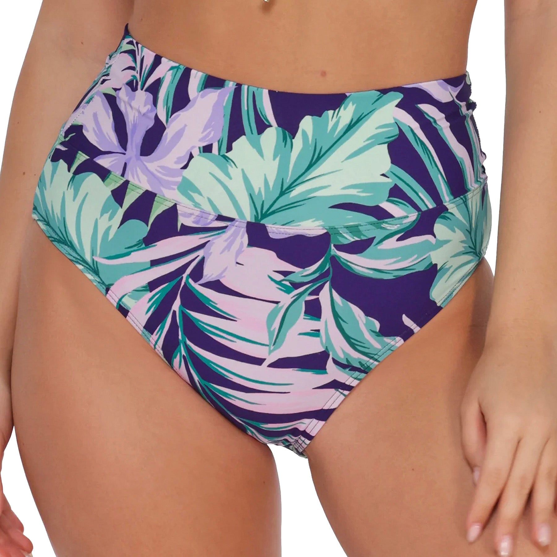 Sunsets Hannah High Waist Bikini Bottom 33B Palm Shade Front
