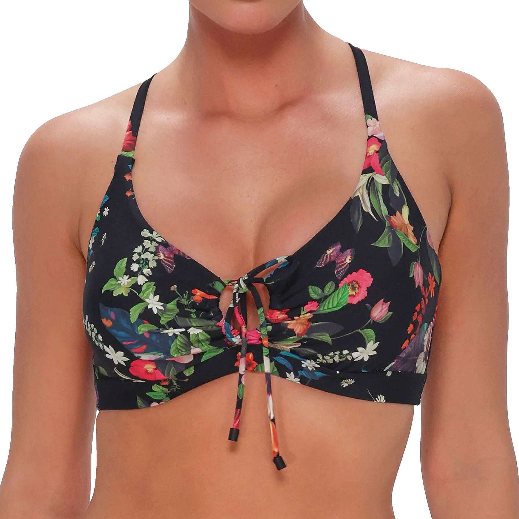 Sunsets Kauai Keyhole Bikini Top 54 Fleur Noire Front