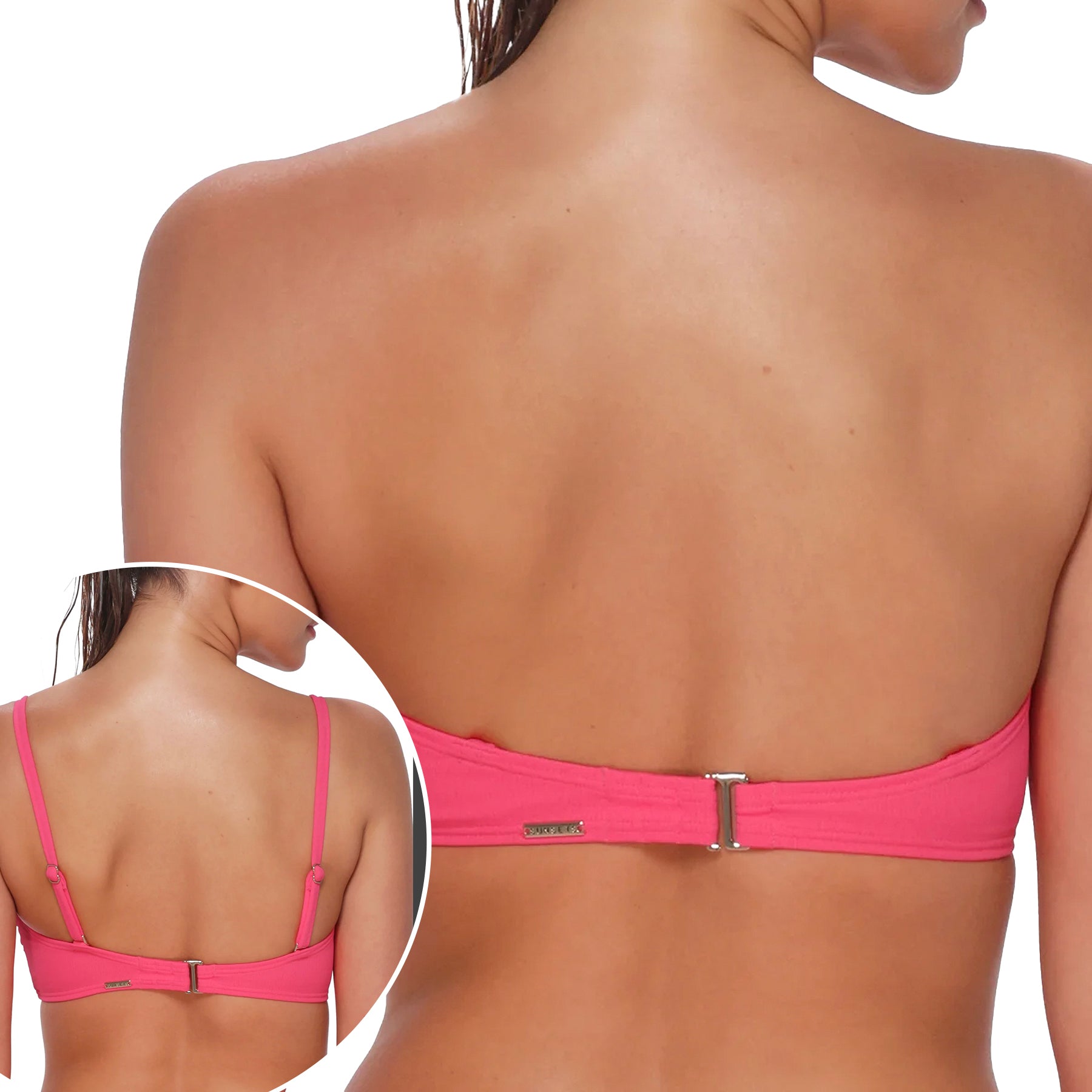 Sunsets Loretta Bandeau Bikini Top 500 Posy Pink Crepe Back