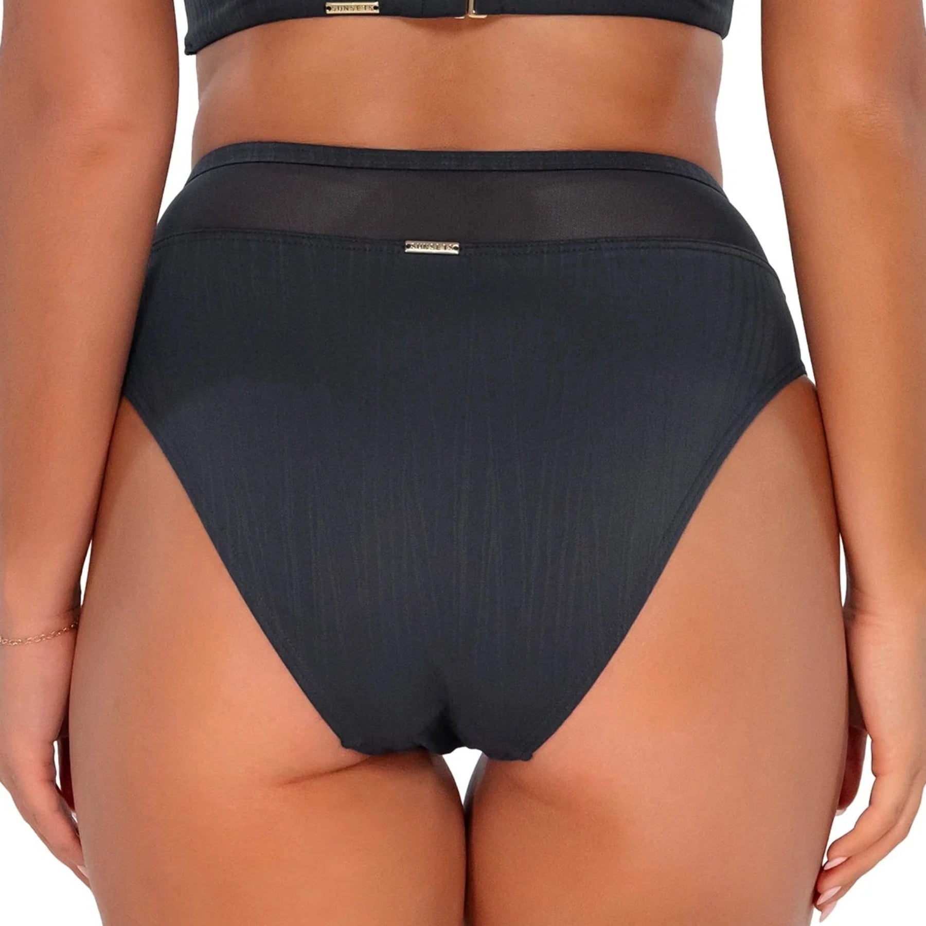 Annie High Waist Bikini Bottom 324B - Slate Seagrass Texture