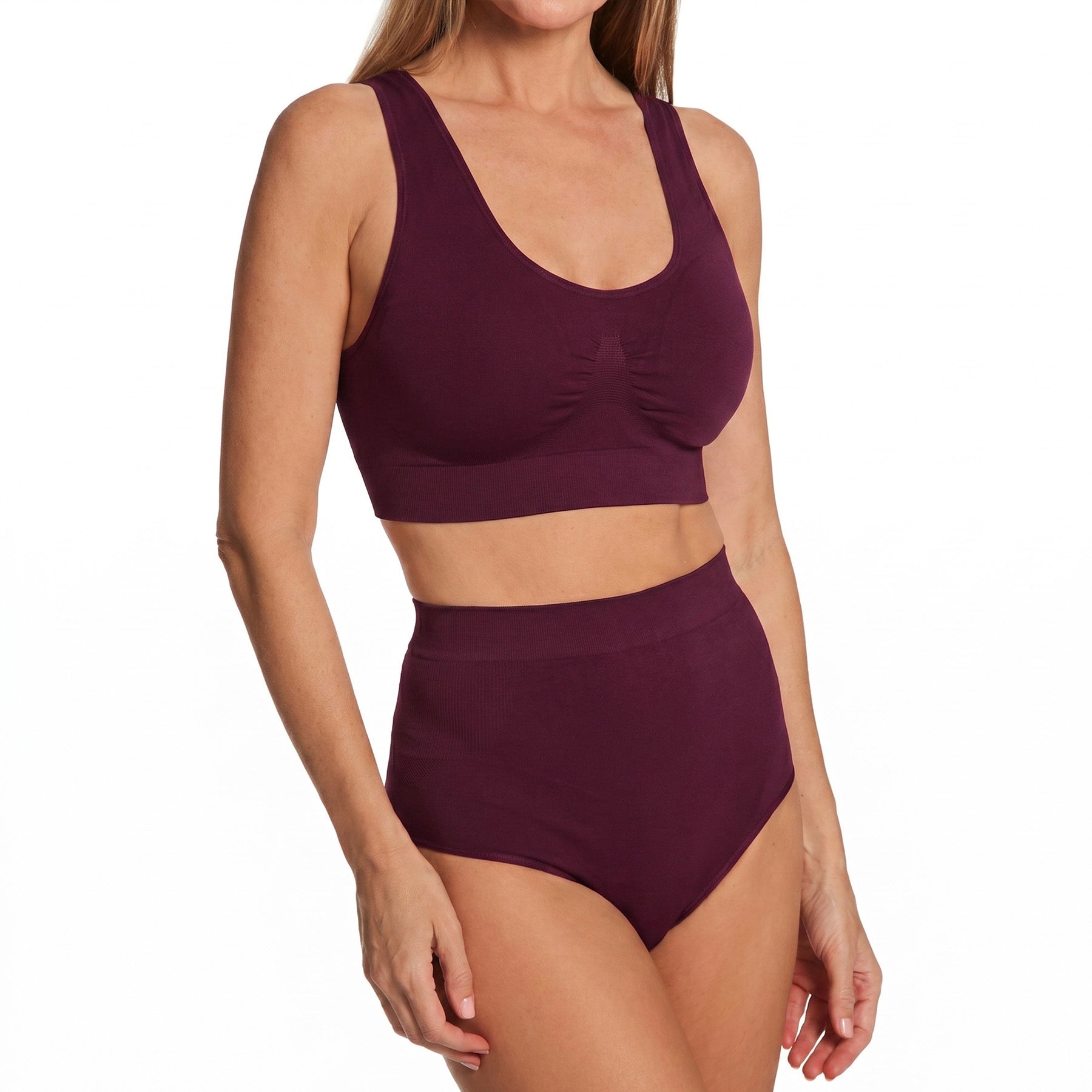 Le Mystere Seamless Comfort Wireless Back Smoother Bra 5317 Currant Set