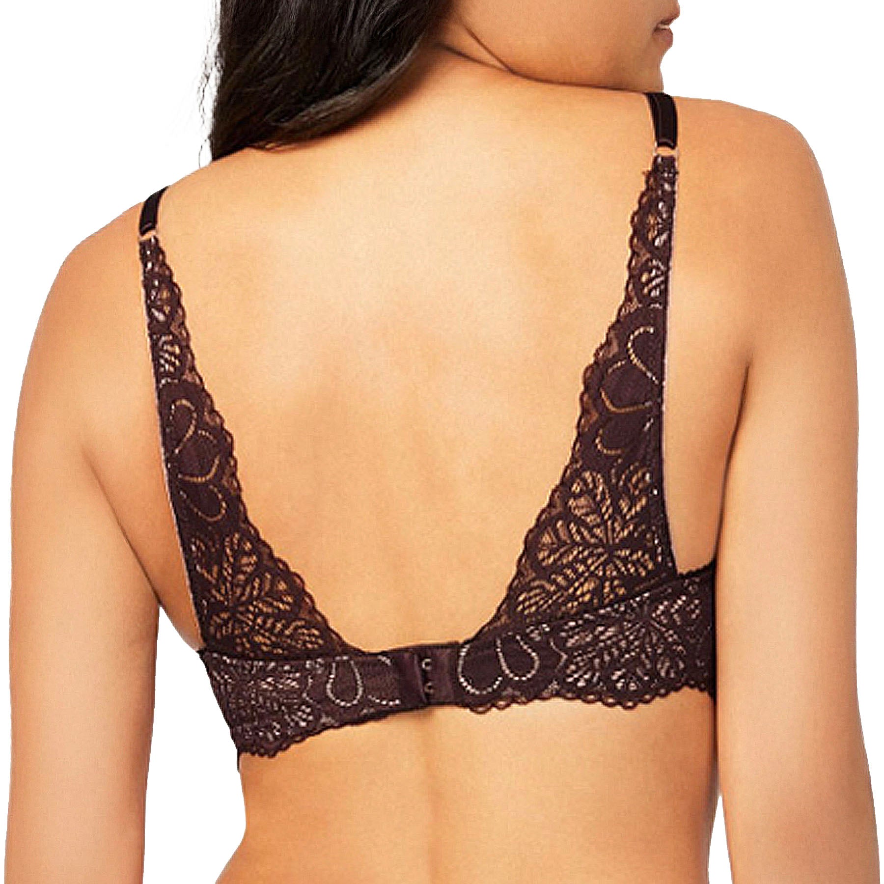 Montelle Two Tone Lace Wirefree Cocoa Bliss Bra 9172 Cocoa Blush Back