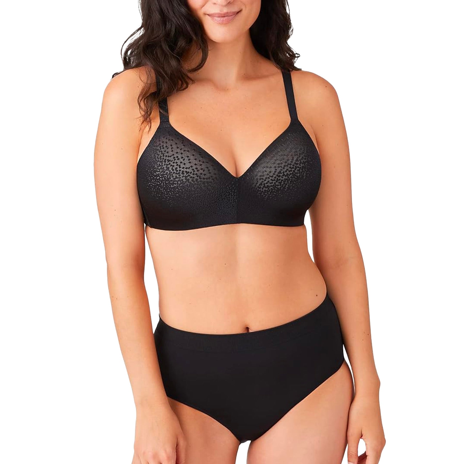 Wacoal Back Appeal Wire Free T-Shirt Bra 856303 Black Set