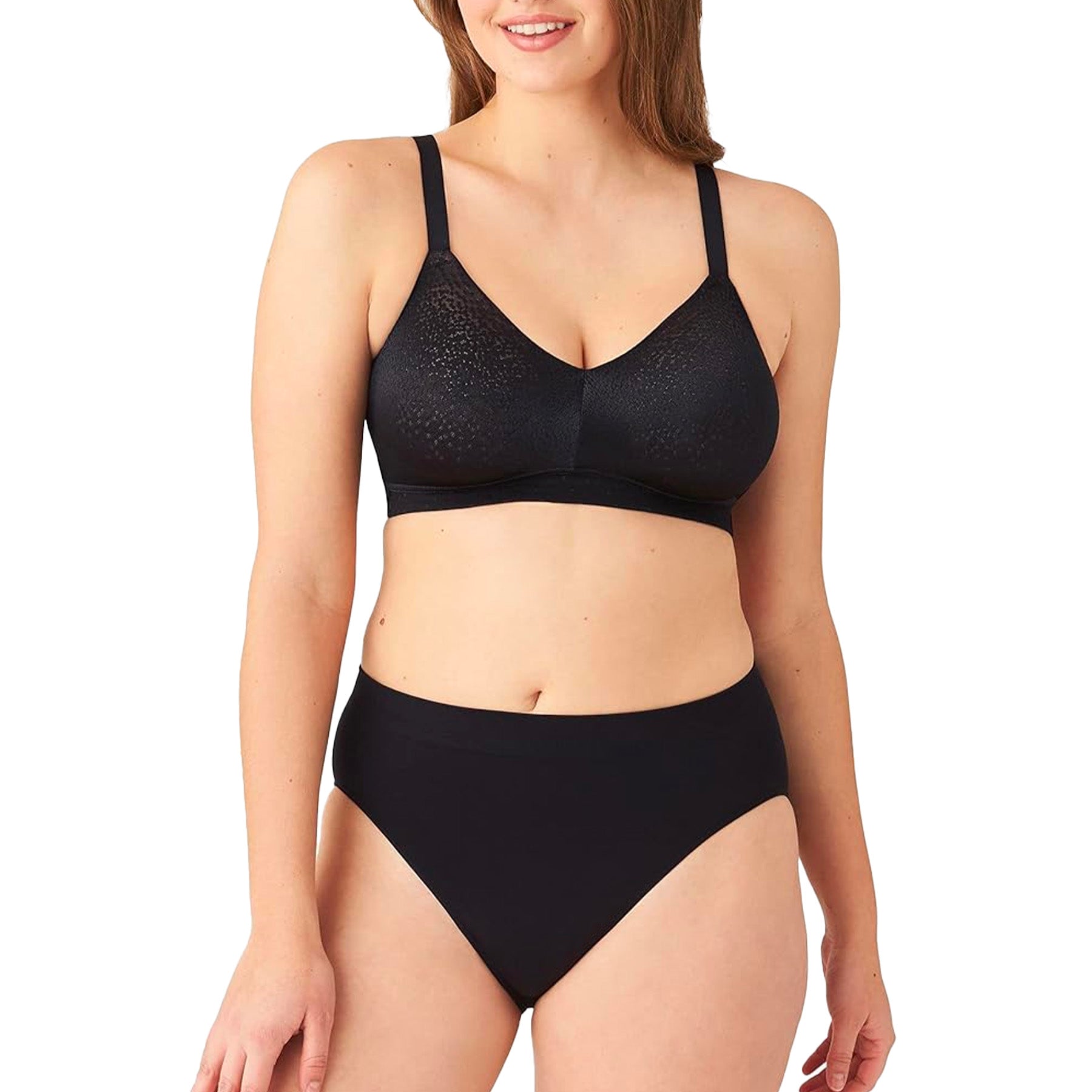 Wacoal Back Appeal Wire Free Bra 852303 Black Set