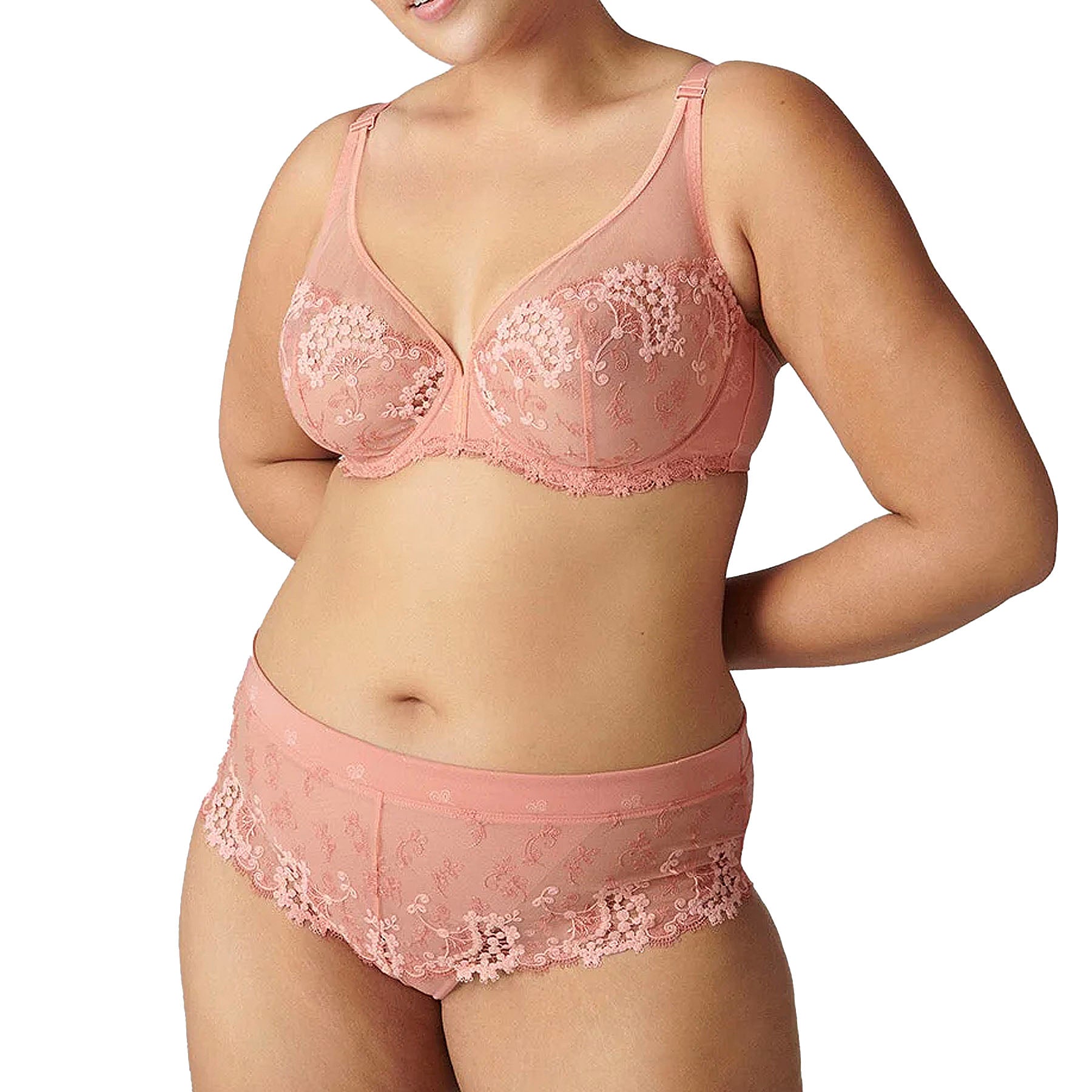 Simone Perele Wish Full Coverage Plunge Bra 12B319 Ginger Pink Set