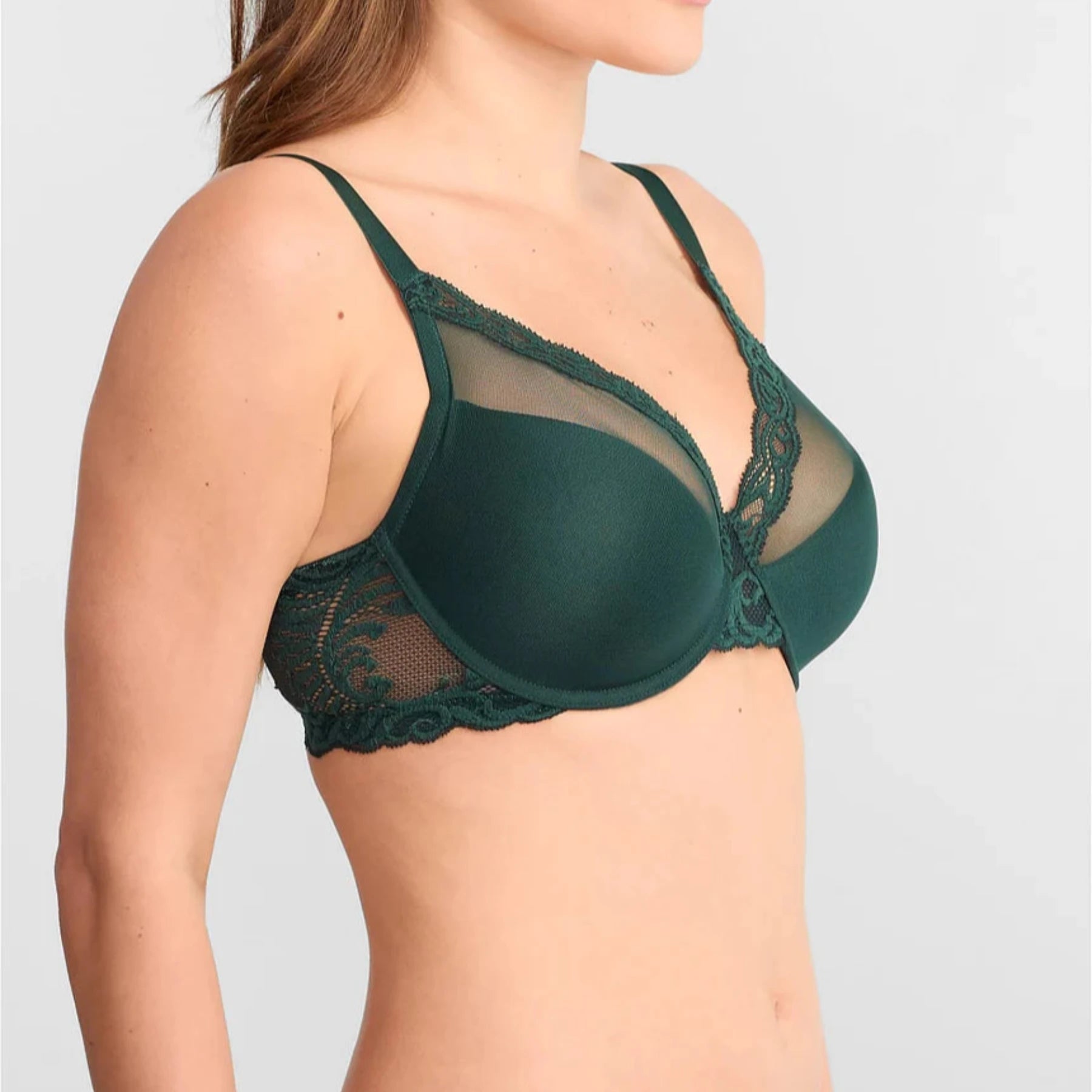 Feathers Full Figure Contour Underwire Bra 741299 - Dark Forest