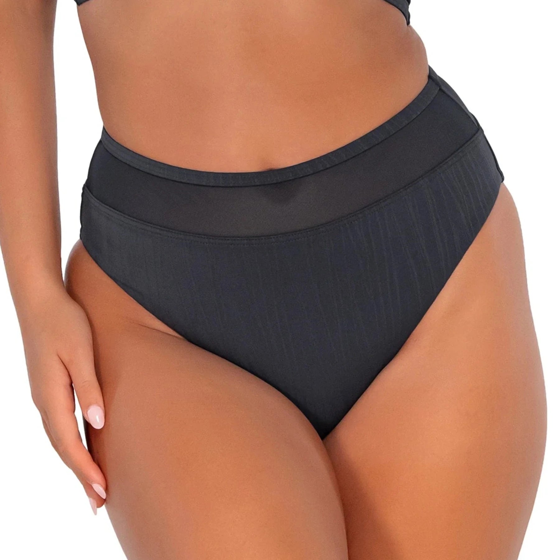 Annie High Waist Bikini Bottom 324B - Slate Seagrass Texture