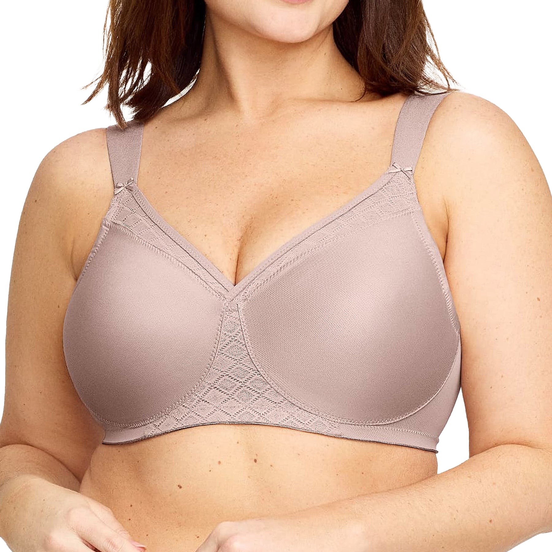Glamorise Soft Shoulders T-Shirt Bra With Seamless Straps 1080 Taupe Front