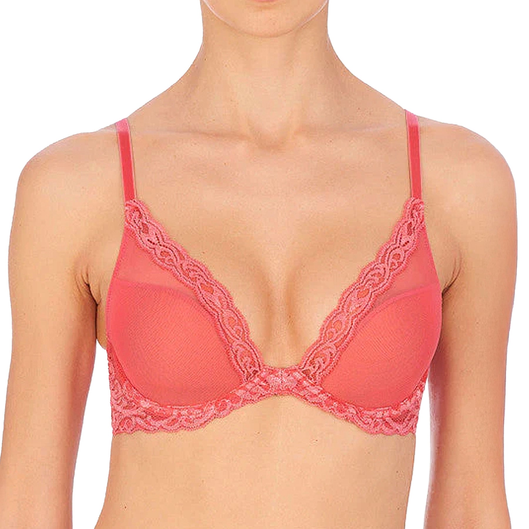Natori Feathers Contour Plunge Bra 730023 Damask Pink Front