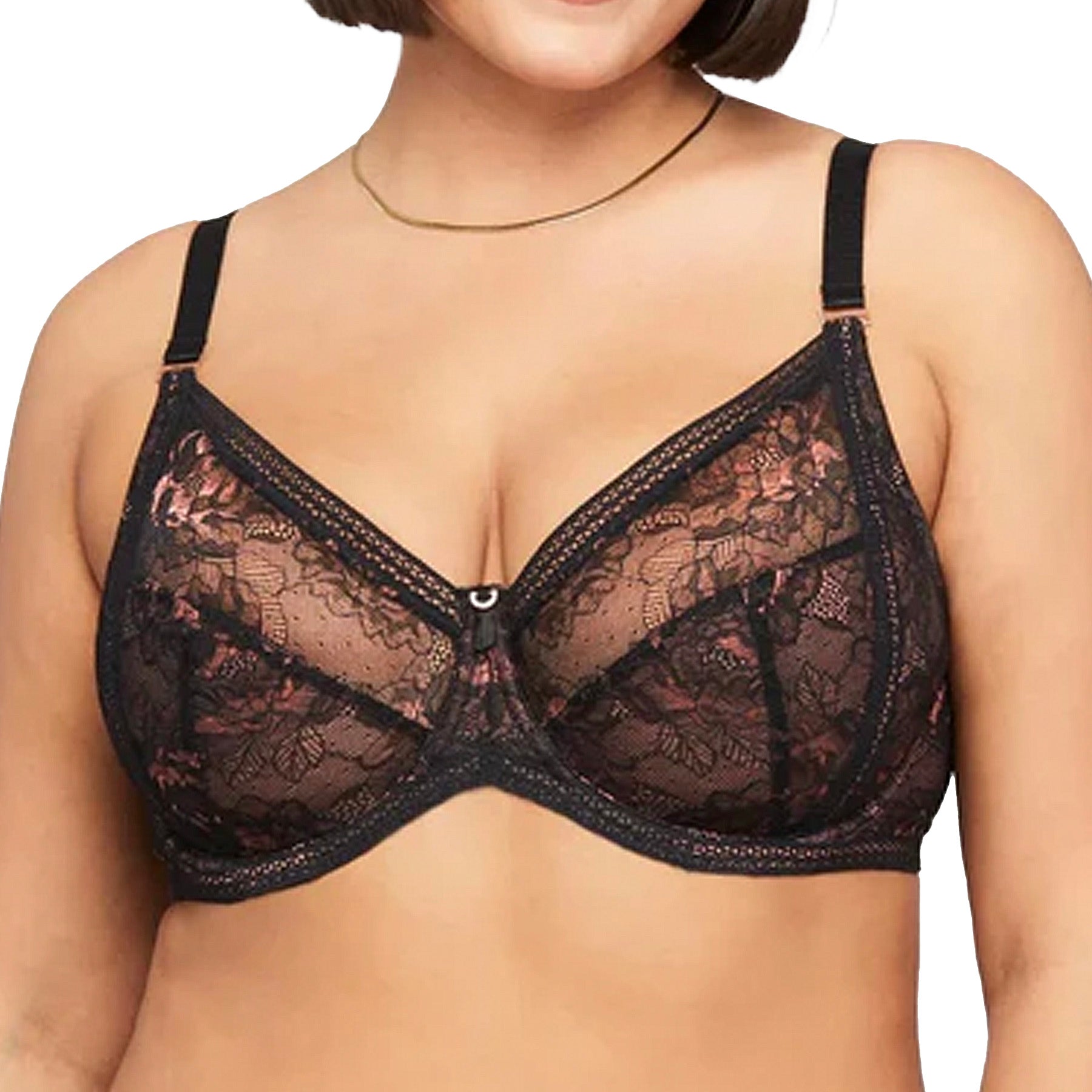 Montelle Enchanted Muse Full Coverage Lace Bra 9491 Black Pecan Front