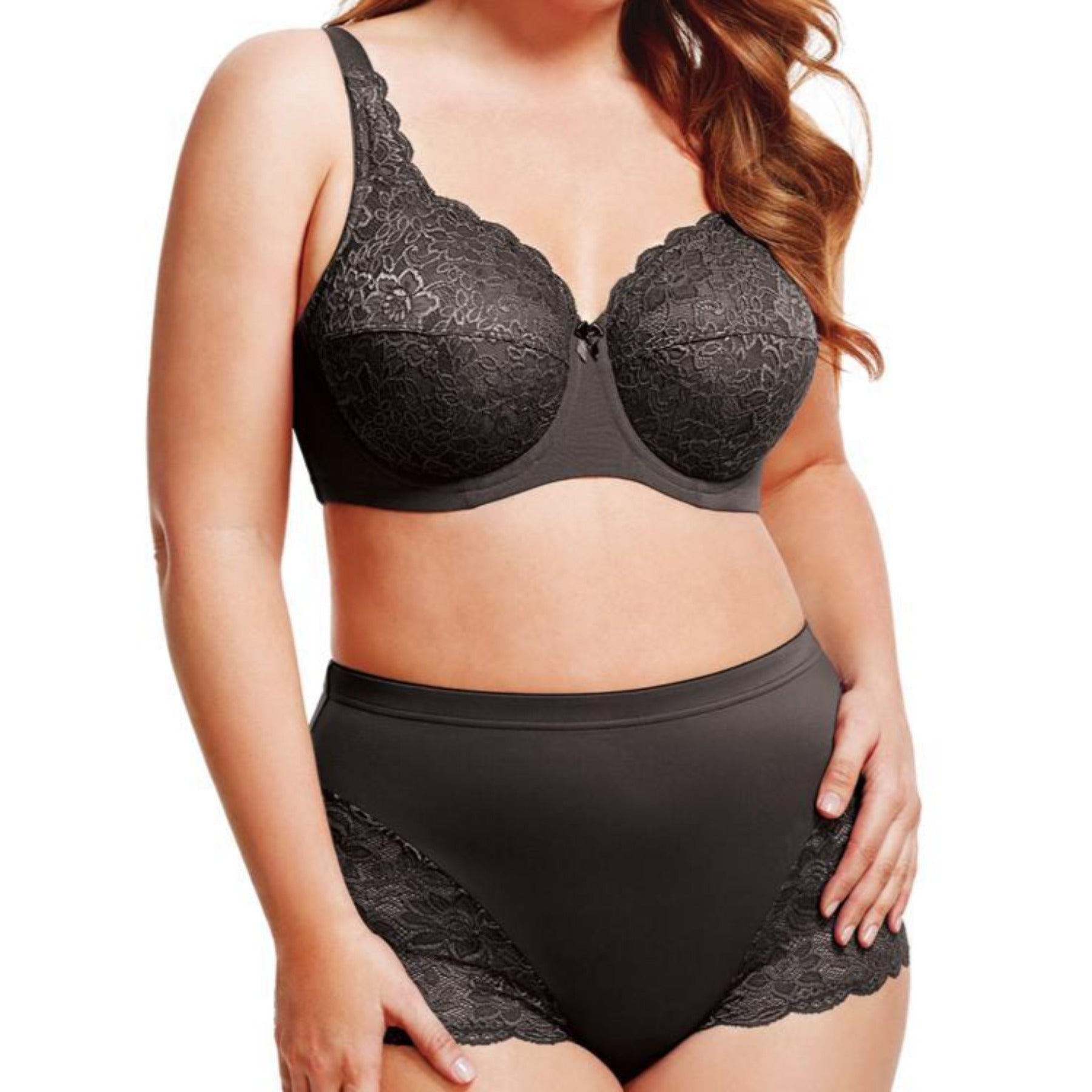 Full Coverage Stretch Lace Underwire Bra 2311 - Black