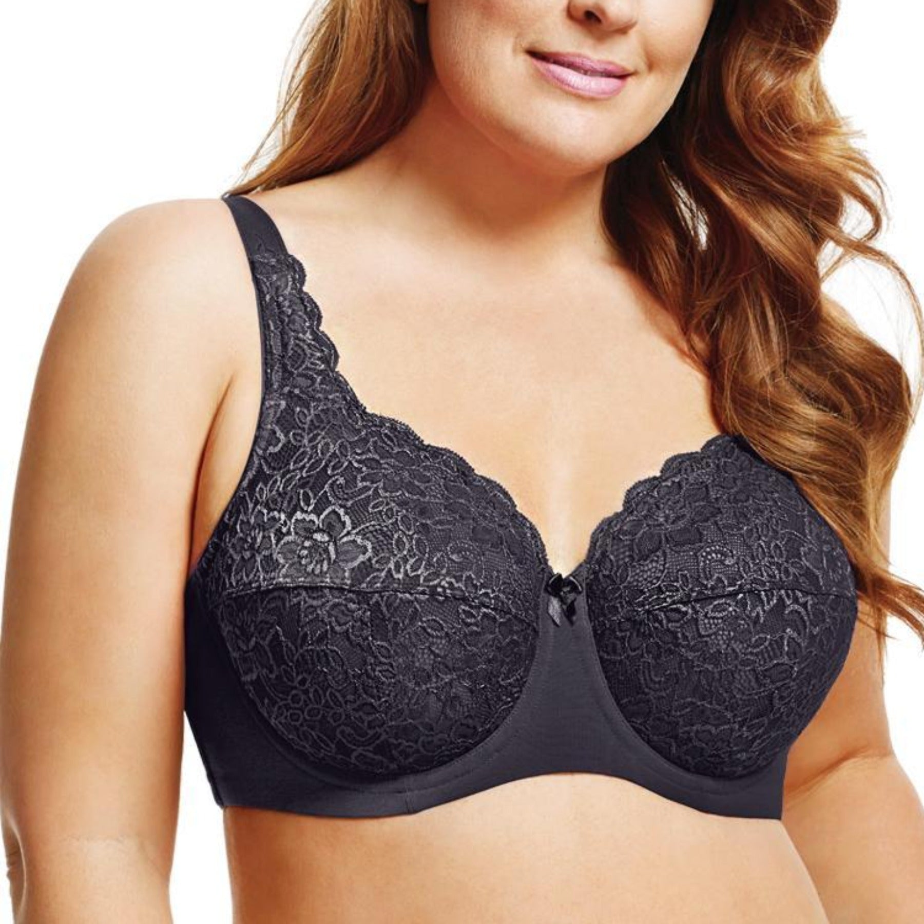 Full Coverage Stretch Lace Underwire Bra 2311 - Steel Grey